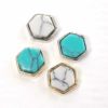 天然石 メタルパーツ ヘキサゴン 約7.0×7.0mm 4個入り カーブ付き