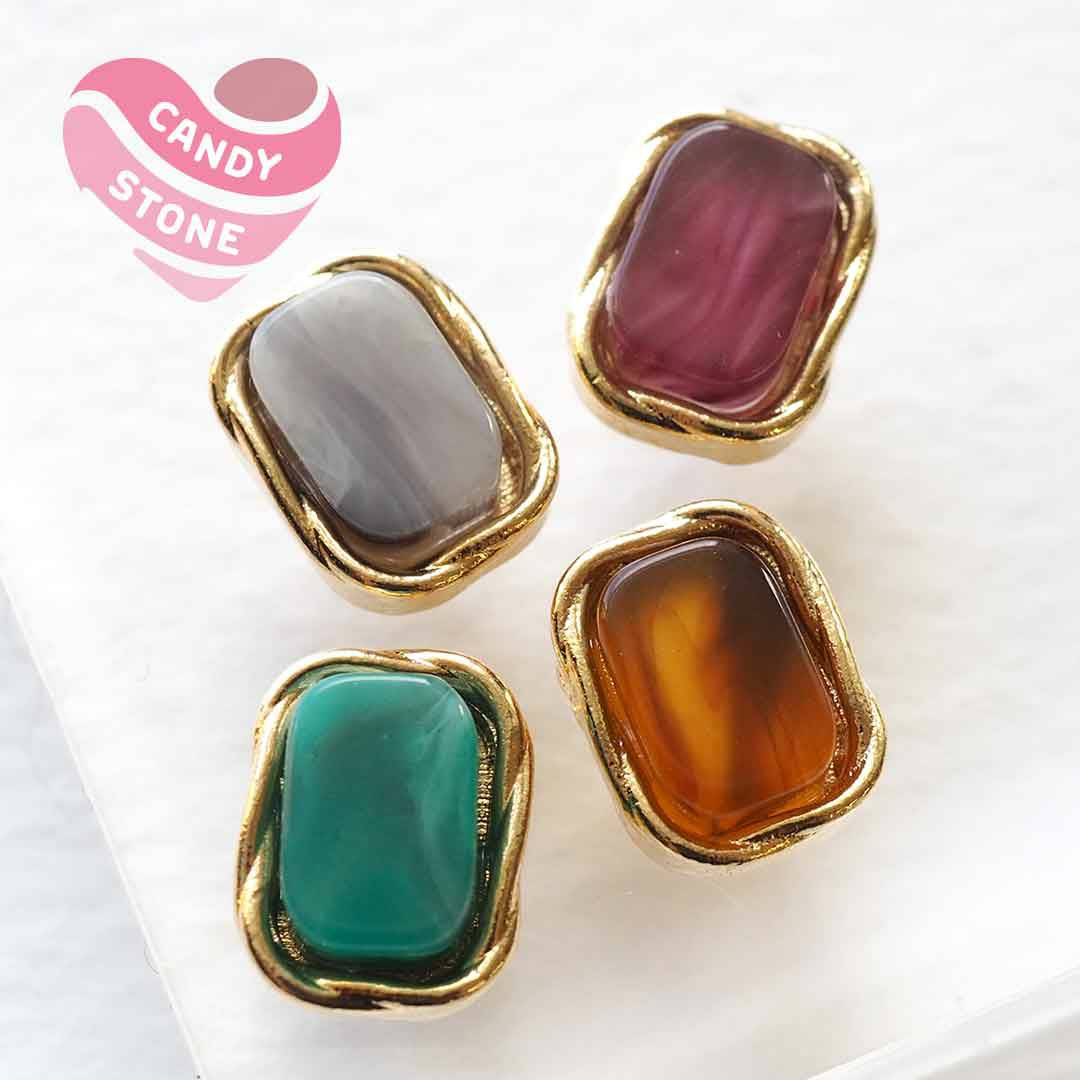 メタルフレーム付き　ニュアンスストーン　スクエア　約7.0×9.5mm　2個入り BLAZE×CANDY STONE